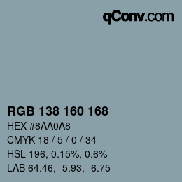 Color code: RGB 138 160 168 | qconv.com