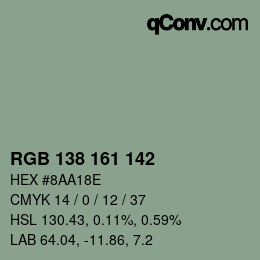 Color code: RGB 138 161 142 | qconv.com