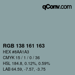 Farbcode: RGB 138 161 163 | qconv.com