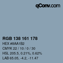 Color code: RGB 138 161 178 | qconv.com
