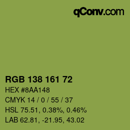Color code: RGB 138 161 72 | qconv.com