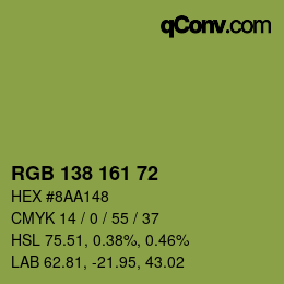 Color code: RGB 138 161 72 | qconv.com