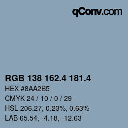カラーコード: RGB 138 162.4 181.4 | qconv.com