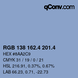 カラーコード: RGB 138 162.4 201.4 | qconv.com