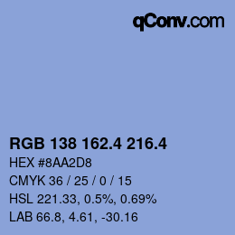 カラーコード: RGB 138 162.4 216.4 | qconv.com