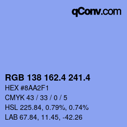 カラーコード: RGB 138 162.4 241.4 | qconv.com