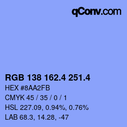カラーコード: RGB 138 162.4 251.4 | qconv.com