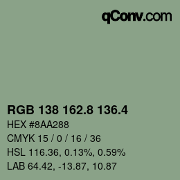 カラーコード: RGB 138 162.8 136.4 | qconv.com