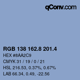カラーコード: RGB 138 162.8 201.4 | qconv.com