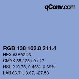 カラーコード: RGB 138 162.8 211.4 | qconv.com