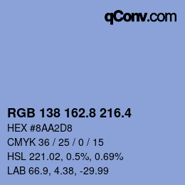 カラーコード: RGB 138 162.8 216.4 | qconv.com