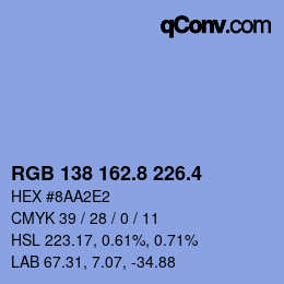 カラーコード: RGB 138 162.8 226.4 | qconv.com