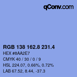 カラーコード: RGB 138 162.8 231.4 | qconv.com