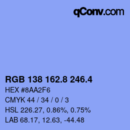 カラーコード: RGB 138 162.8 246.4 | qconv.com