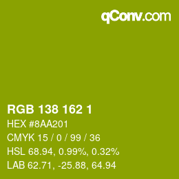 Color code: RGB 138 162 1 | qconv.com