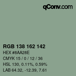 Color code: RGB 138 162 142 | qconv.com