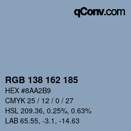 Código de color: RGB 138 162 185 | qconv.com