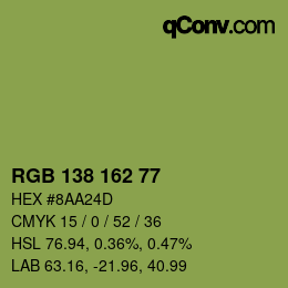 Color code: RGB 138 162 77 | qconv.com