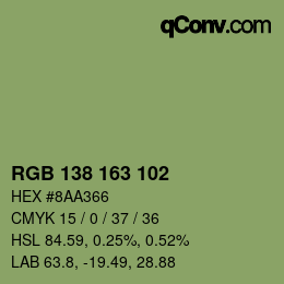 Color code: RGB 138 163 102 | qconv.com