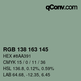 Código de color: RGB 138 163 145 | qconv.com