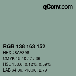 Farbcode: RGB 138 163 152 | qconv.com