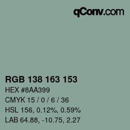 Farbcode: RGB 138 163 153 | qconv.com