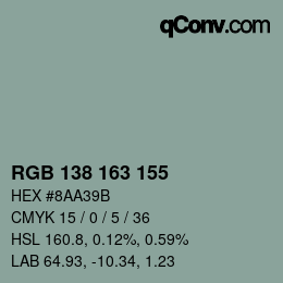 Farbcode: RGB 138 163 155 | qconv.com