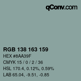 Farbcode: RGB 138 163 159 | qconv.com