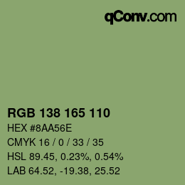 カラーコード: RGB 138 165 110 | qconv.com