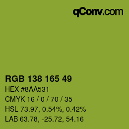 Color code: RGB 138 165 49 | qconv.com
