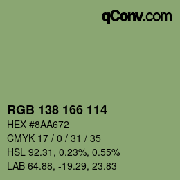 Color code: RGB 138 166 114 | qconv.com