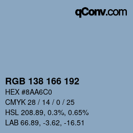 Color code: RGB 138 166 192 | qconv.com