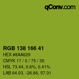 Color code: RGB 138 166 41 | qconv.com