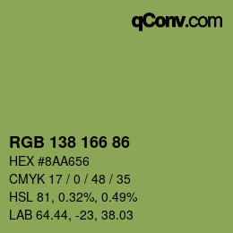 カラーコード: RGB 138 166 86 | qconv.com