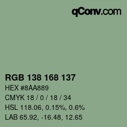 Farbcode: RGB 138 168 137 | qconv.com