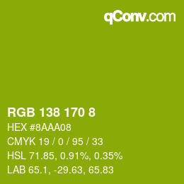 カラーコード: RGB 138 170 8 | qconv.com