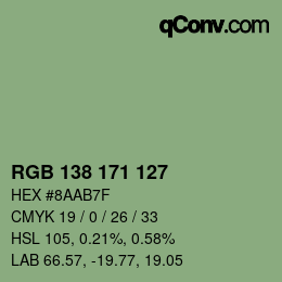 Farbcode: RGB 138 171 127 | qconv.com