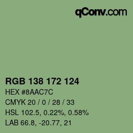 颜色代码: RGB 138 172 124 | qconv.com