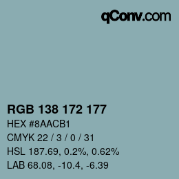 颜色代码: RGB 138 172 177 | qconv.com