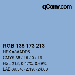 Color code: RGB 138 173 213 | qconv.com