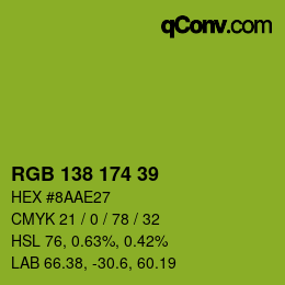 Color code: RGB 138 174 39 | qconv.com