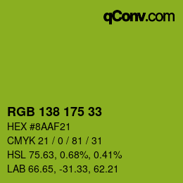 Color code: RGB 138 175 33 | qconv.com