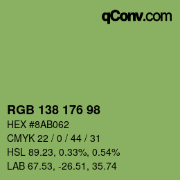 カラーコード: RGB 138 176 98 | qconv.com