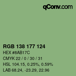 颜色代码: RGB 138 177 124 | qconv.com