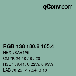 カラーコード: RGB 138 180.8 165.4 | qconv.com