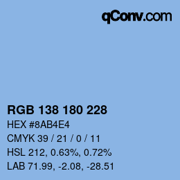 Color code: RGB 138 180 228 | qconv.com