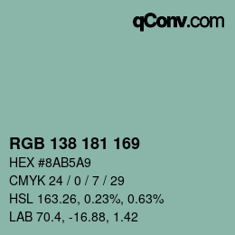 Color code: RGB 138 181 169 | qconv.com