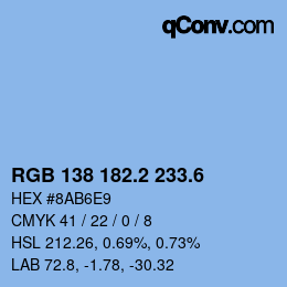 カラーコード: RGB 138 182.2 233.6 | qconv.com