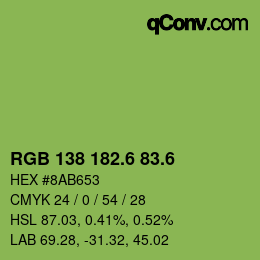 カラーコード: RGB 138 182.6 83.6 | qconv.com