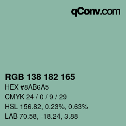 カラーコード: RGB 138 182 165 | qconv.com